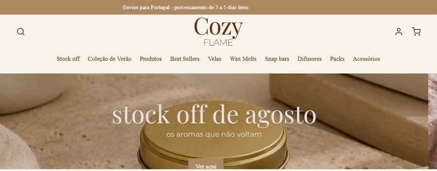 Captura de ecrã do site CozyFlame